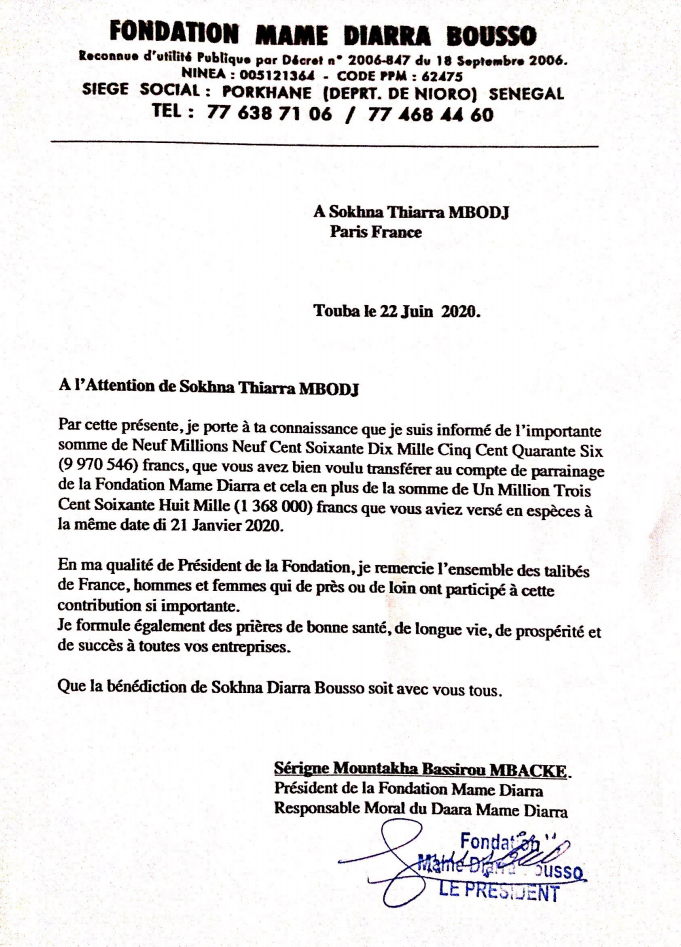 accuse de reception levée de fond 2019