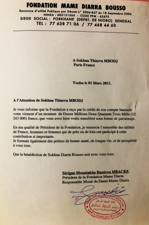 accuse de reception levée de fond 2021